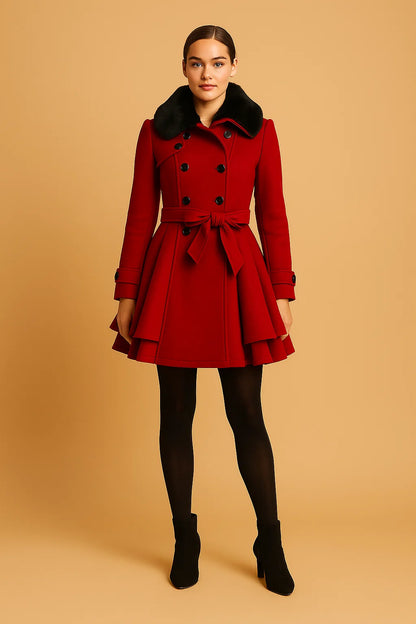 Manteau Cintré À Col Doux Et Ceinture | Silhouette Flatteuse Et Tissu Confortable | Idéal Pour L’Hiver Ou Les Occasions Habillées