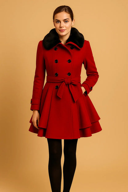 Manteau Cintré À Col Doux Et Ceinture | Silhouette Flatteuse Et Tissu Confortable | Idéal Pour L’Hiver Ou Les Occasions Habillées