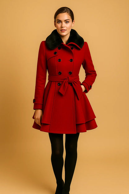 Manteau Cintré À Col Doux Et Ceinture | Silhouette Flatteuse Et Tissu Confortable | Idéal Pour L’Hiver Ou Les Occasions Habillées