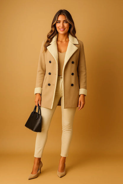 Manteau En Laine Cachemire À Doublure Mouton | Chaud Et Élégant | Idéal Pour L’Hiver Et Les Looks Quotidiens