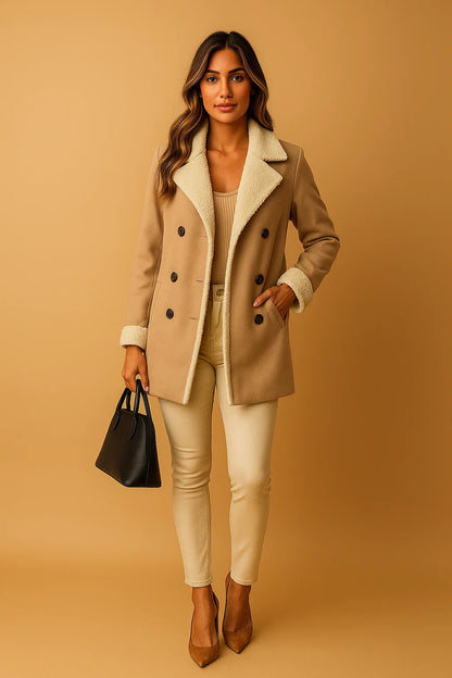 Manteau En Laine Cachemire À Doublure Mouton | Chaud Et Élégant | Idéal Pour L’Hiver Et Les Looks Quotidiens