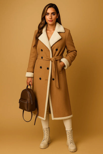 Manteau En Laine Cachemire À Doublure Mouton | Chaud Et Élégant | Idéal Pour L’Hiver Et Les Looks Quotidiens