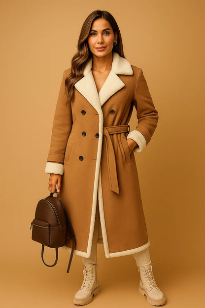 Manteau En Laine Cachemire À Doublure Mouton | Chaud Et Élégant | Idéal Pour L’Hiver Et Les Looks Quotidiens