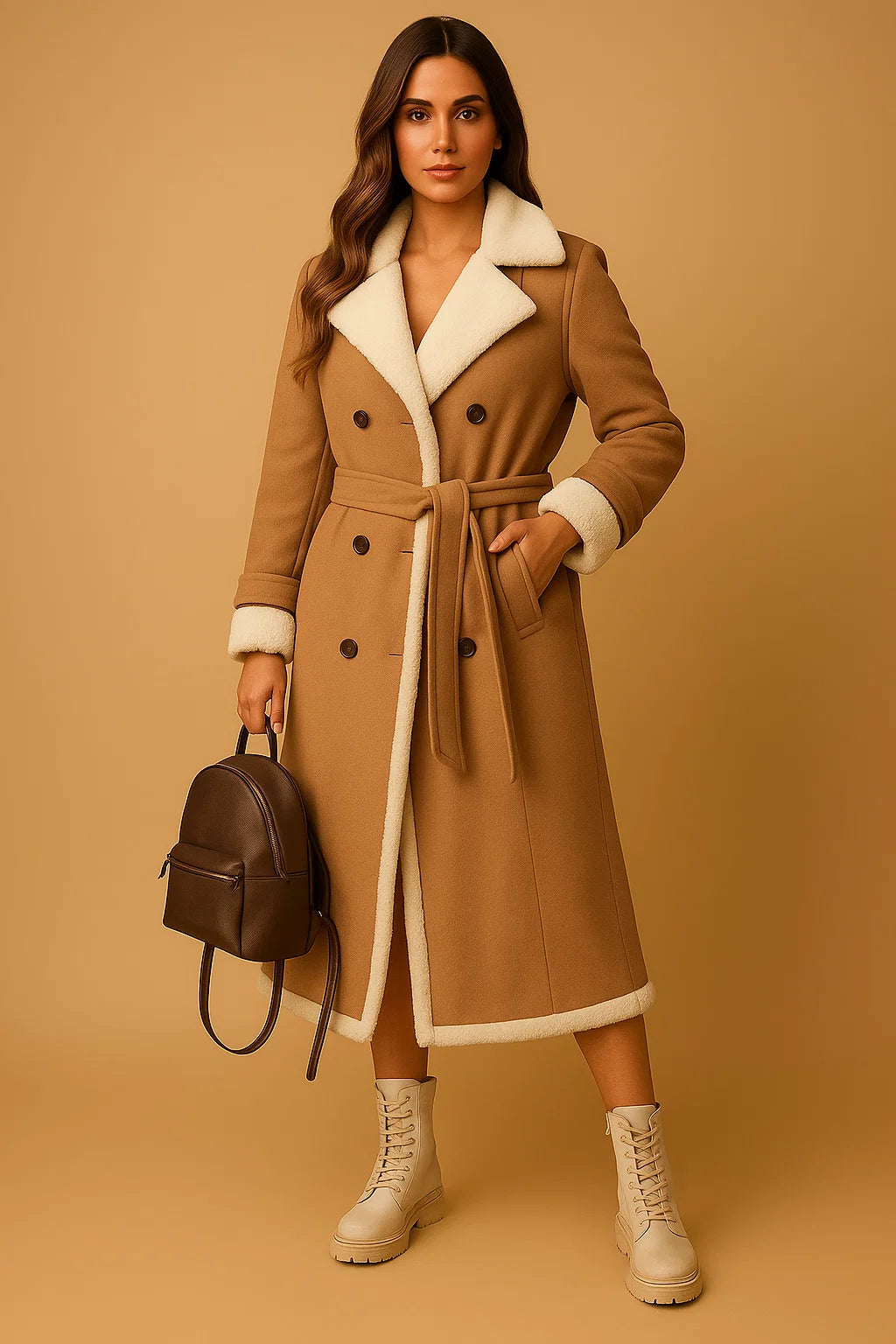 Manteau En Laine Cachemire À Doublure Mouton | Chaud Et Élégant | Idéal Pour L’Hiver Et Les Looks Quotidiens