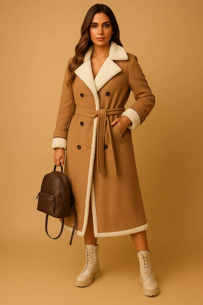 Manteau En Laine Cachemire À Doublure Mouton | Chaud Et Élégant | Idéal Pour L’Hiver Et Les Looks Quotidiens