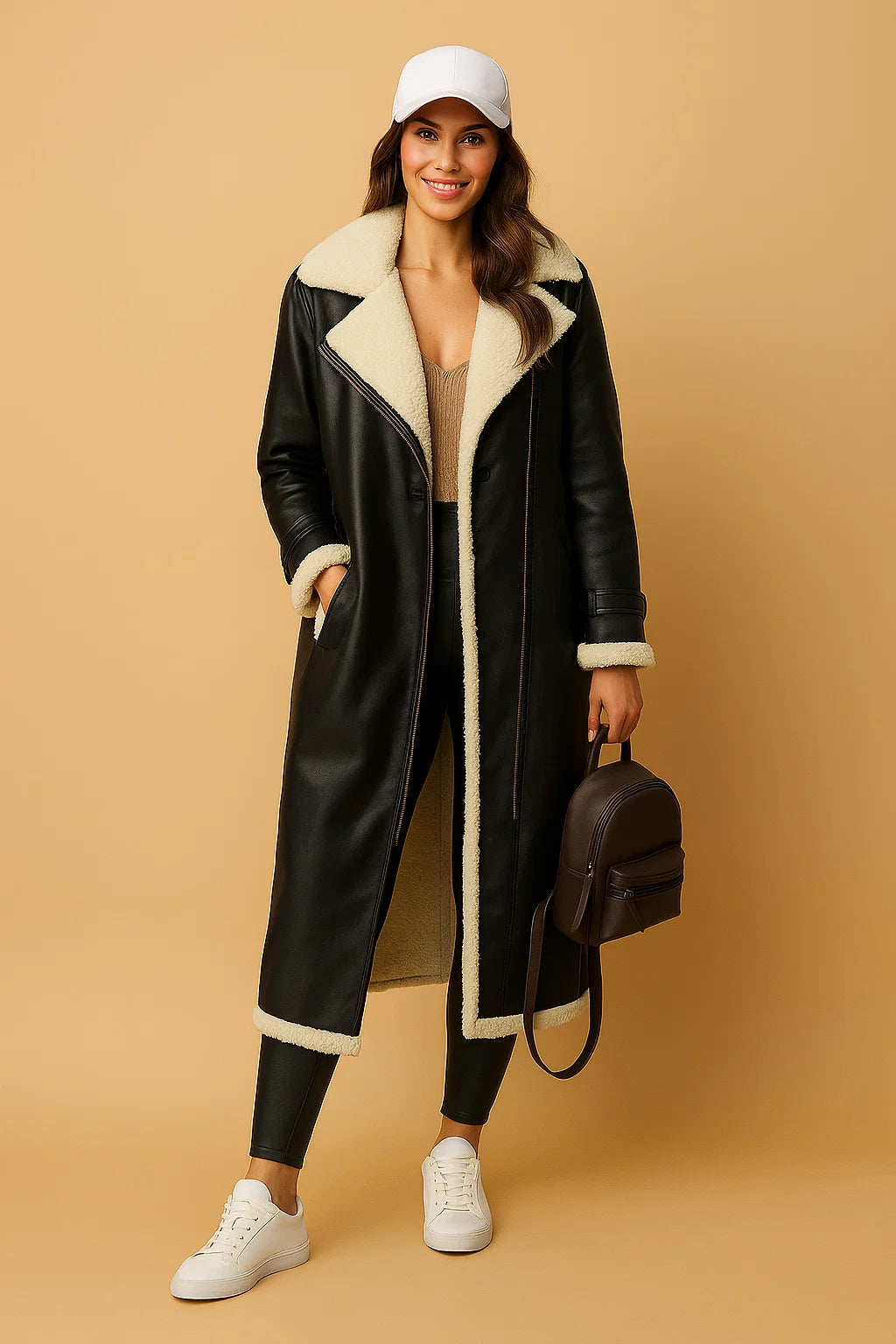 Manteau En Laine Cachemire À Doublure Mouton | Chaud Et Élégant | Idéal Pour L’Hiver Et Les Looks Quotidiens