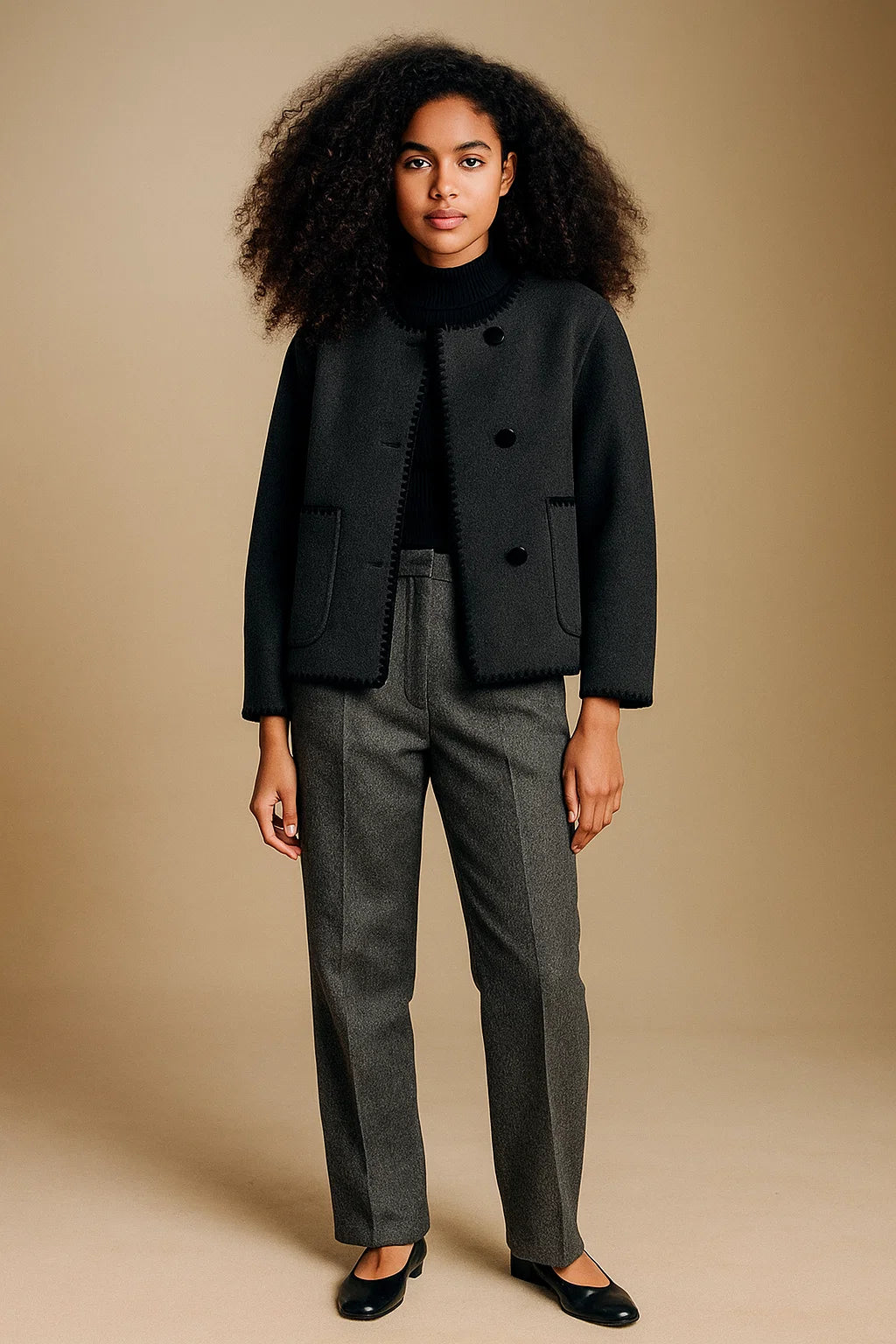 Veste En Laine À Finitions Festonnées | Laine | Élégante Et Graphique | Parfaite Pour L’Automne-Hiver