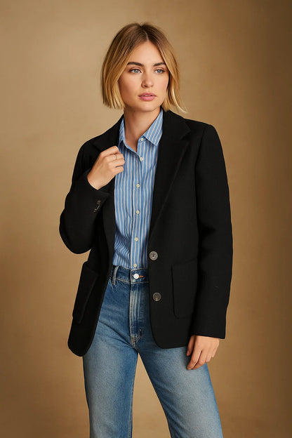 Veste Droite En Laine À Poches Plaquées | Laine | Élégante Et Intemporelle | Parfaite Pour Le Quotidien Ou Le Bureau