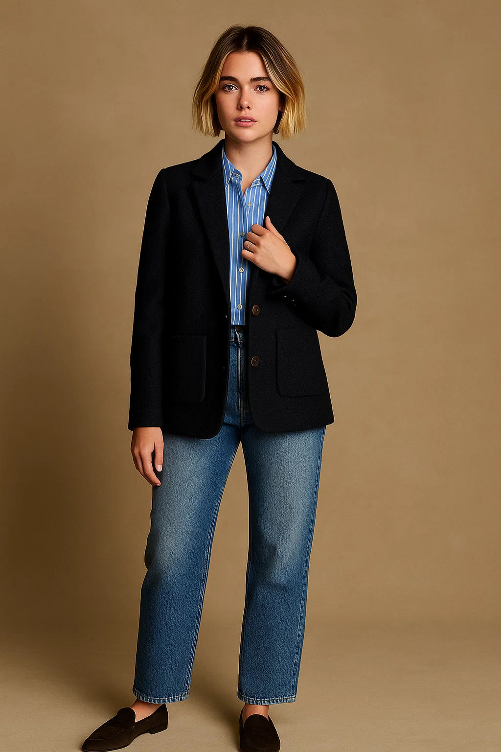 Veste Droite En Laine À Poches Plaquées | Laine | Élégante Et Intemporelle | Parfaite Pour Le Quotidien Ou Le Bureau