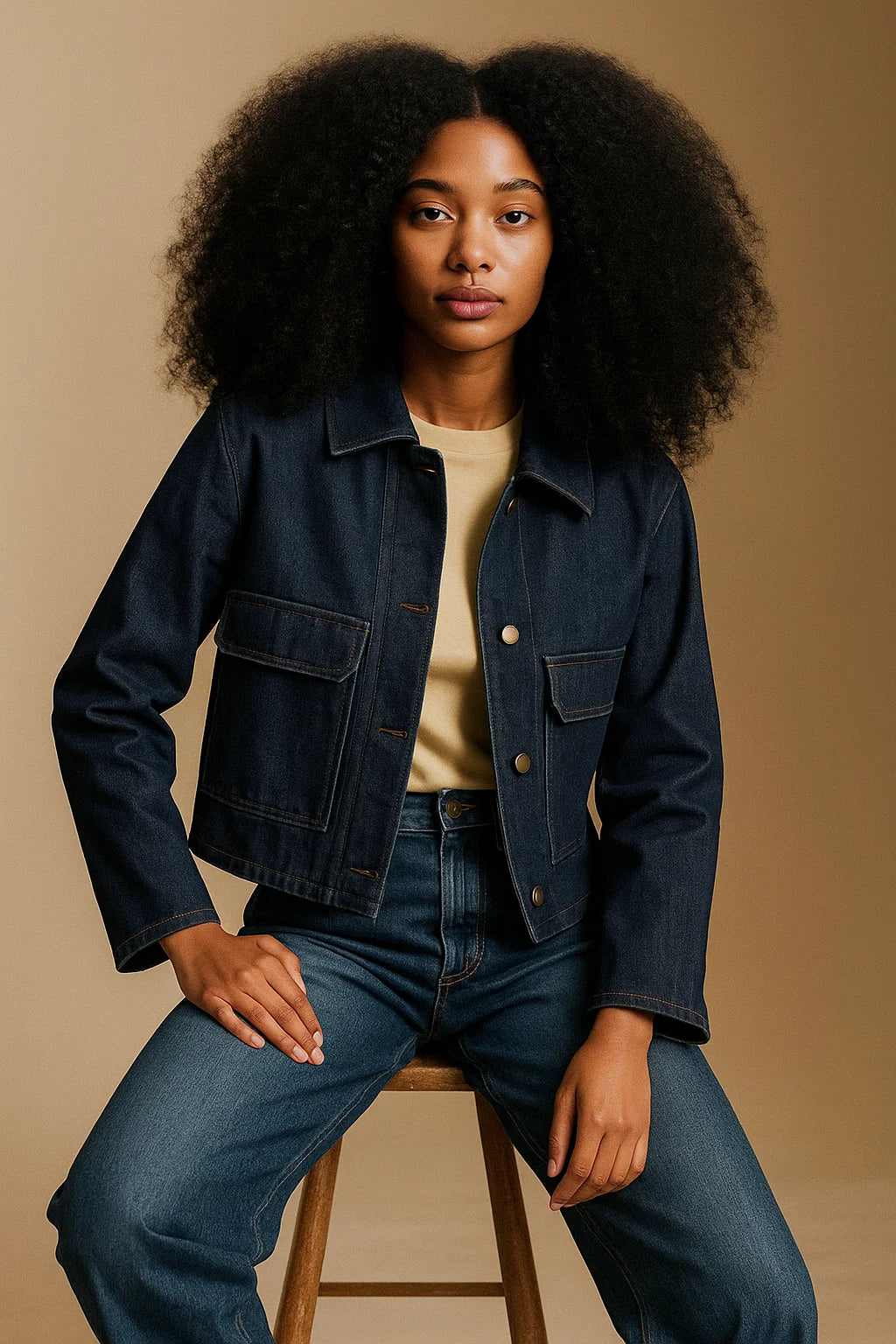 Veste En Jean En Coton Biologique | Coupe Courte Et Structurée | Tissu Responsable Et Stretch | Parfaite Pour Le Quotidien