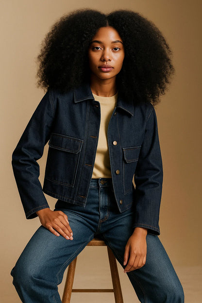 Veste En Jean En Coton Biologique | Coupe Courte Et Structurée | Tissu Responsable Et Stretch | Parfaite Pour Le Quotidien