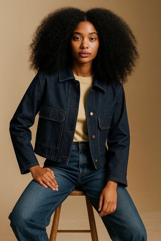 Veste En Jean En Coton Biologique | Coupe Courte Et Structurée | Tissu Responsable Et Stretch | Parfaite Pour Le Quotidien