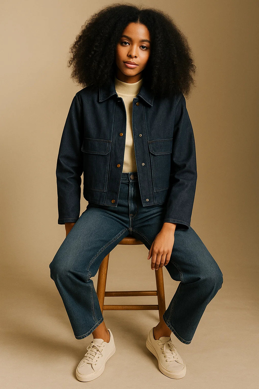 Veste En Jean En Coton Biologique | Coupe Courte Et Structurée | Tissu Responsable Et Stretch | Parfaite Pour Le Quotidien