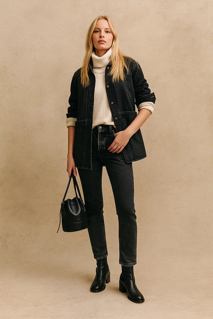 Surchemise Longue En Coton Biologique | Coton Bio | Coupe Droite Et Décontractée | Parfaite Pour La Mi-Saison