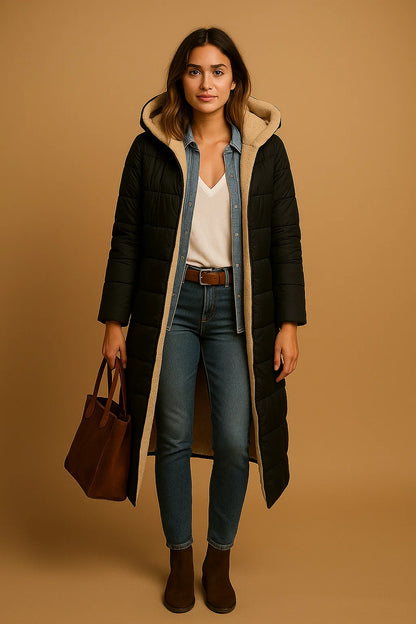Manteau Long Doublé Effet Laine