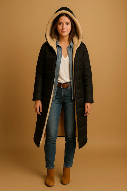 Manteau Long Doublé Effet Laine