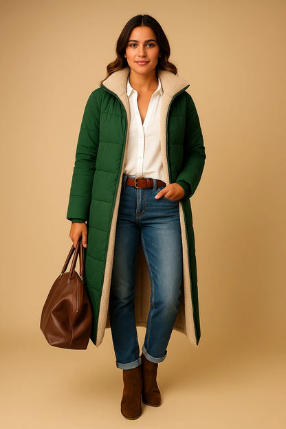 Manteau Long Doublé Effet Laine