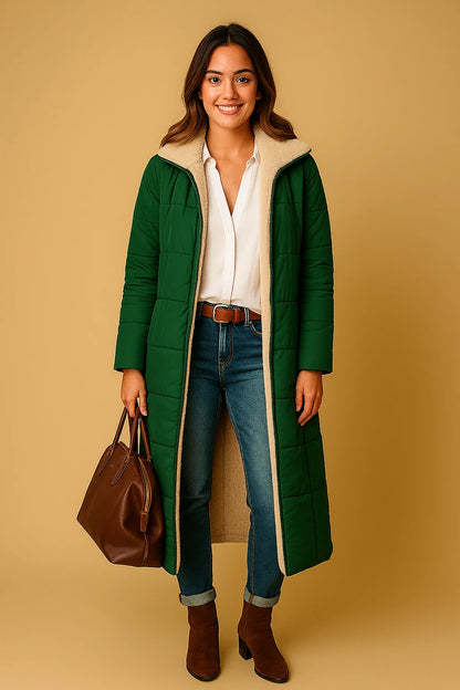 Manteau Long Doublé Effet Laine