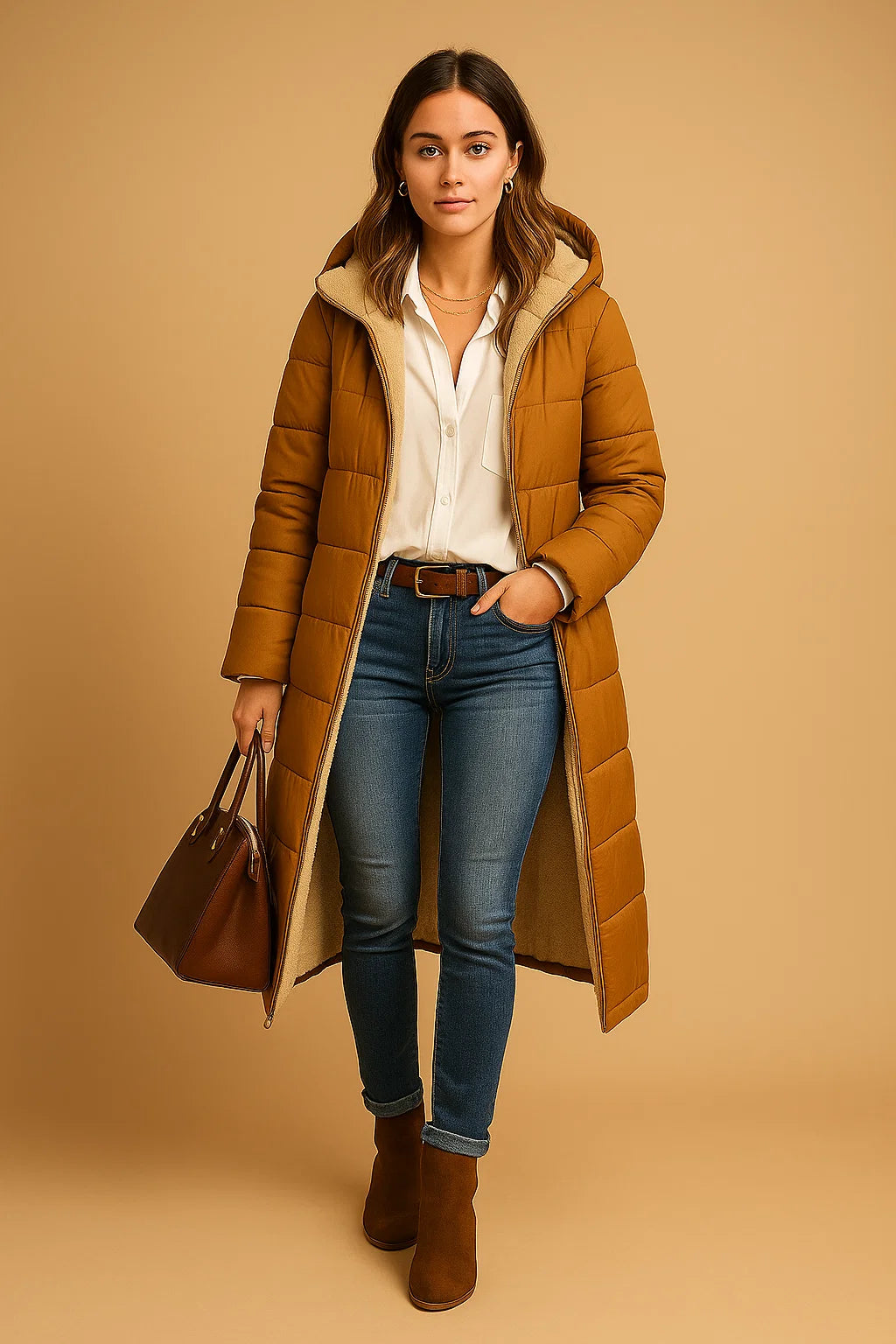 Manteau Long Doublé Effet Laine