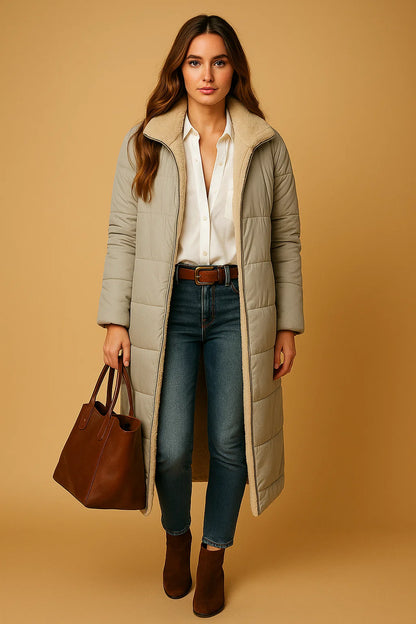 Manteau Long Doublé Effet Laine