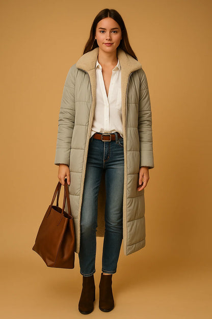 Manteau Long Doublé Effet Laine