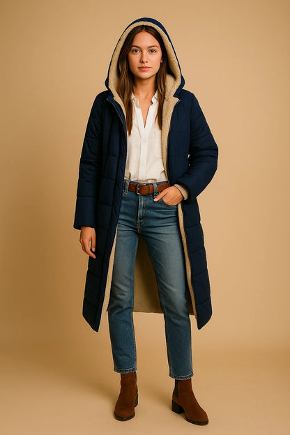 Manteau Long Doublé Effet Laine