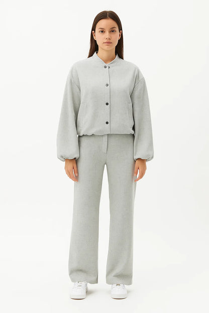 Veste à Col Montant et Manches Amples