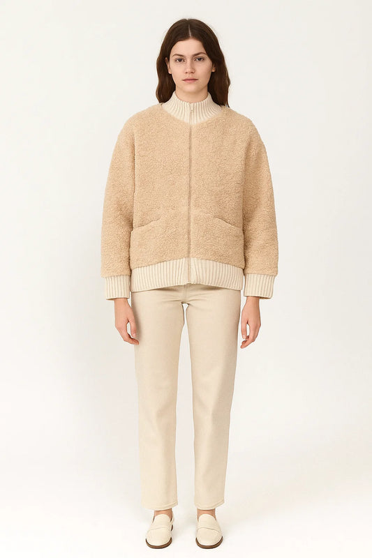 Cardigan Zippé Effet Teddy