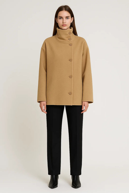 Manteau en Laine à Col Montant