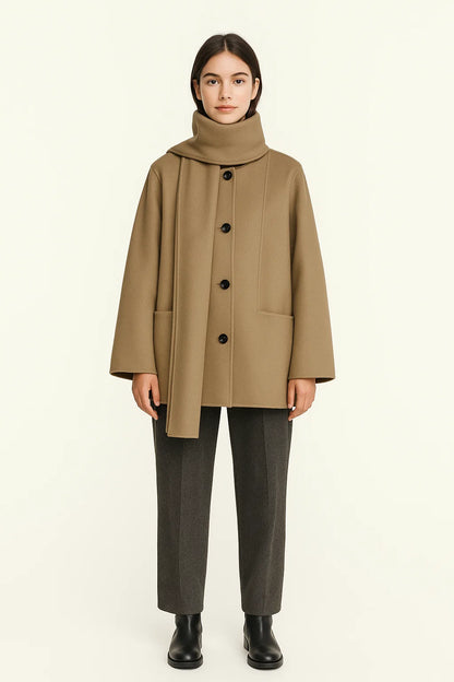 Manteau Long Drapé Laine & Soie