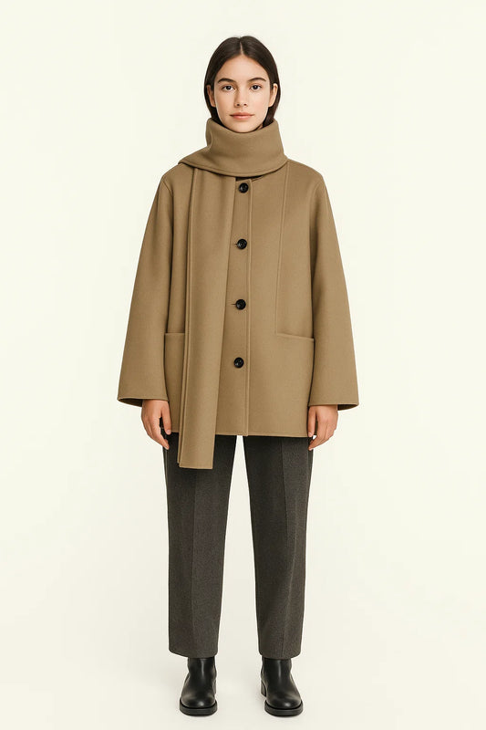 Manteau Long Drapé Laine & Soie