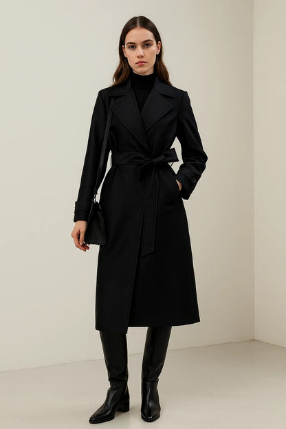 Manteau Ceinturé en Laine & Soie