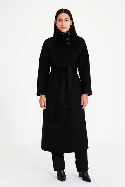 Manteau Long Ceinturé en Laine