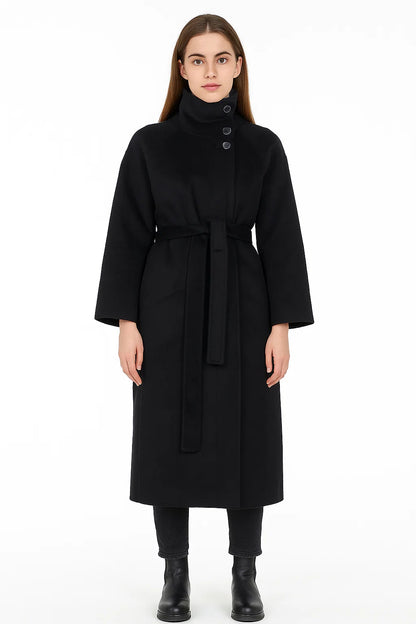 Manteau Long Ceinturé en Laine