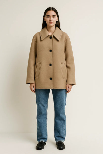 Manteau Court en Laine Mélangée