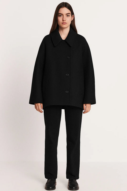 Manteau Court en Laine Mélangée