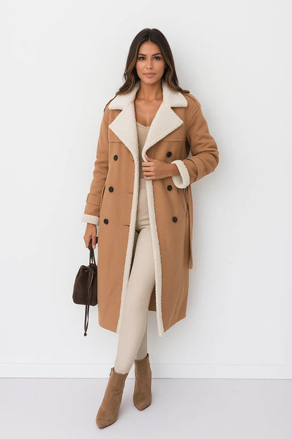 Manteau Long Effet Peau Lainée