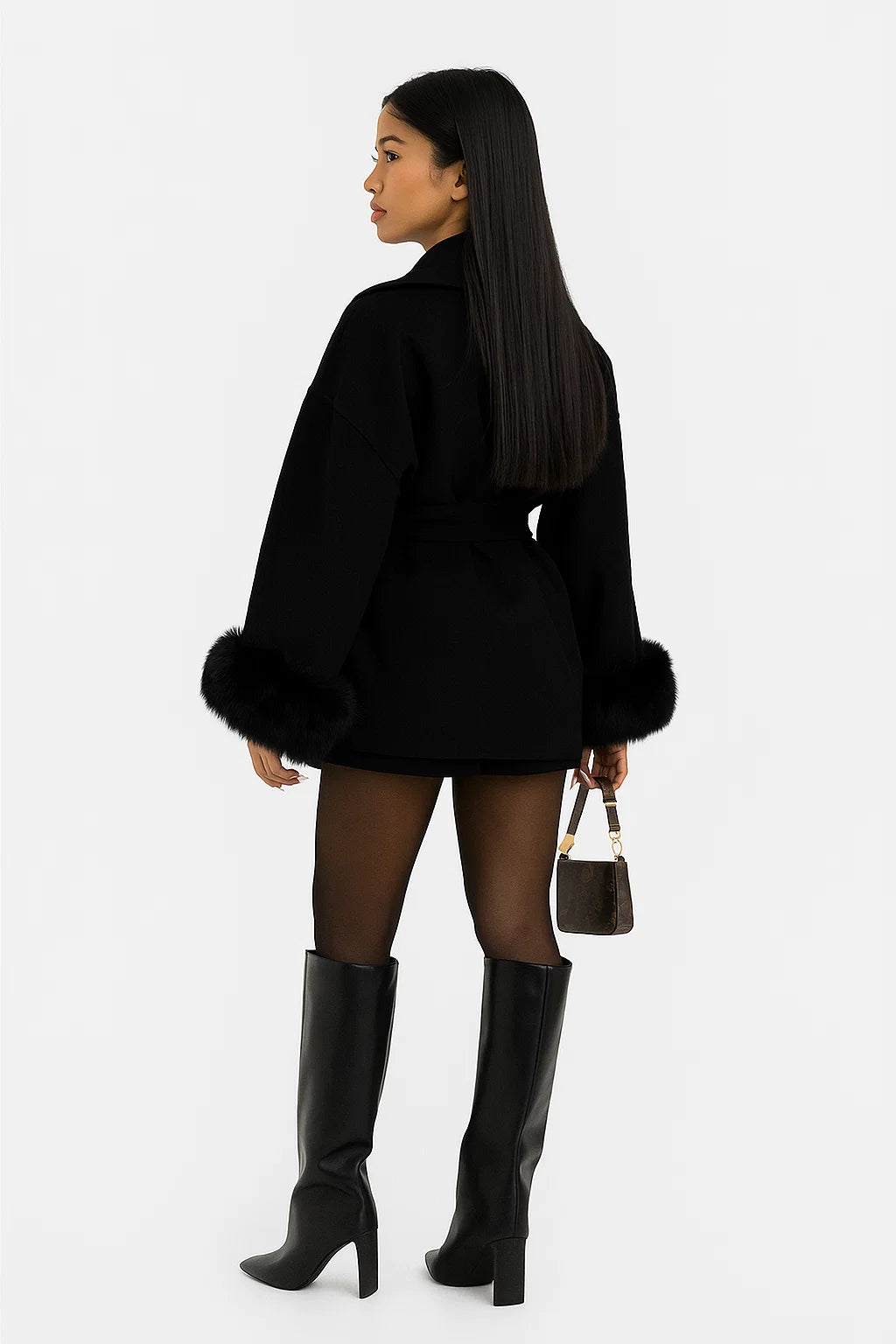 Manteau Oversize à Manches Fourrées