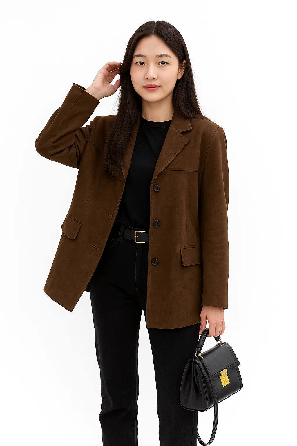 Blazer Droit Effet Suédé