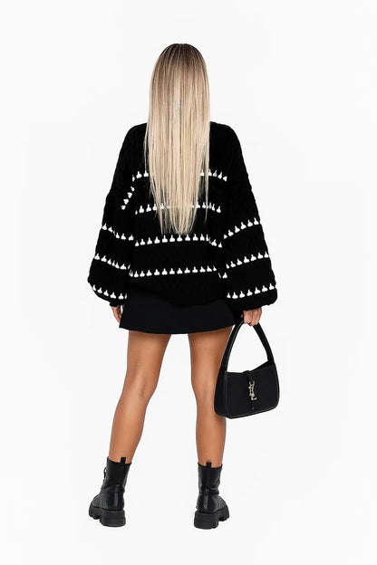 Pull Texturé à Rayures Contrastées