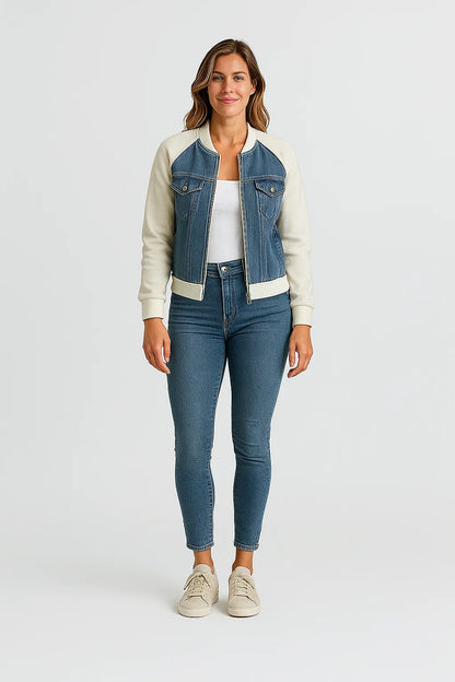 Veste Bomber Effet Denim