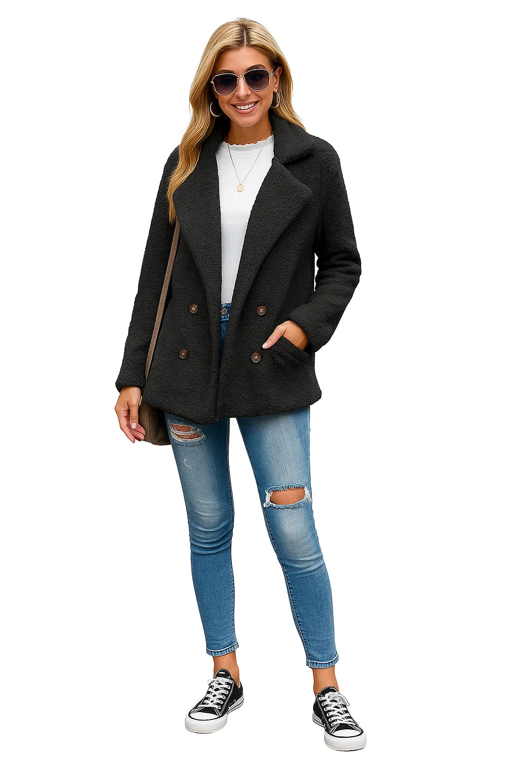 Manteau Effet Mouton Bouclé