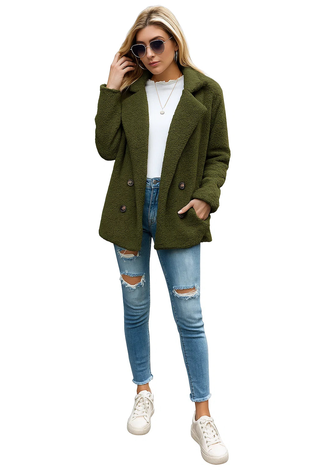 Manteau Effet Mouton Bouclé