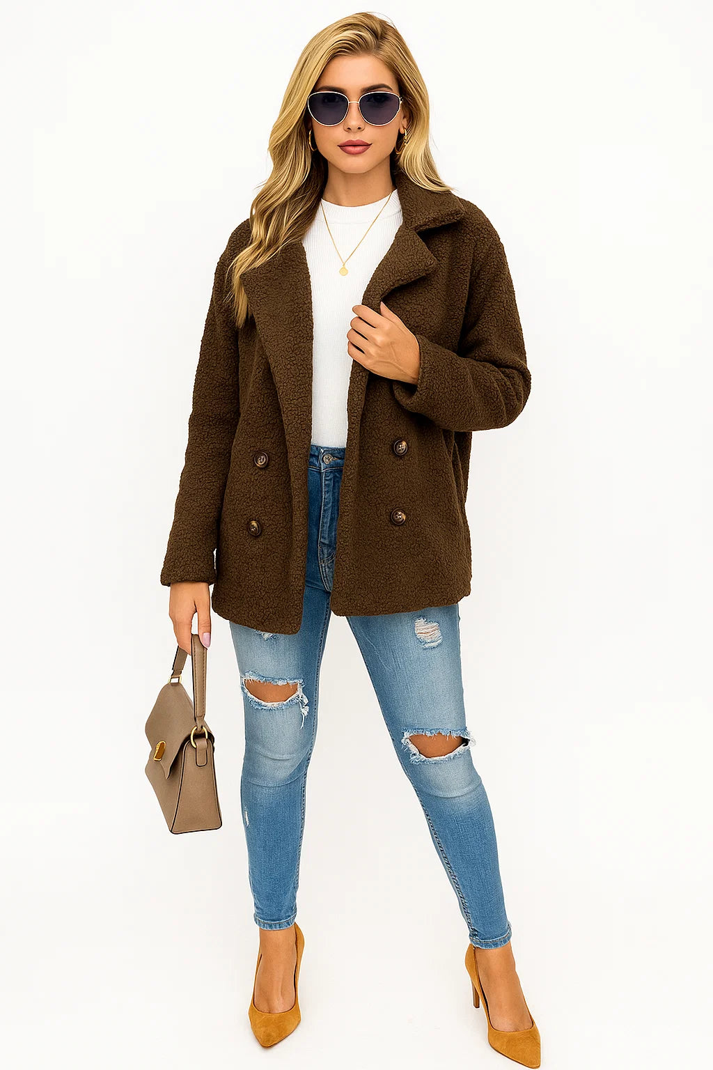 Manteau Effet Mouton Bouclé