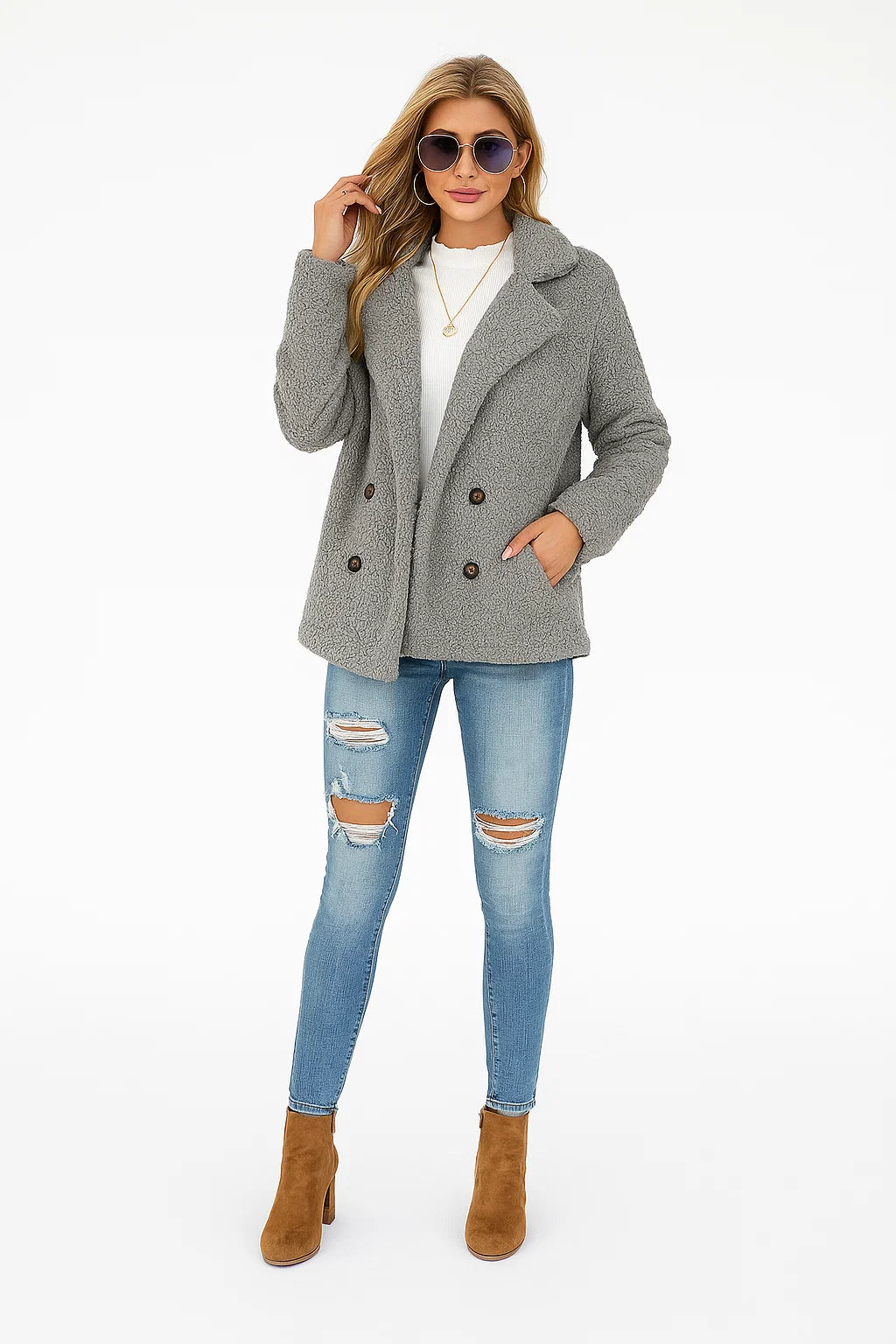 Manteau Effet Mouton Bouclé