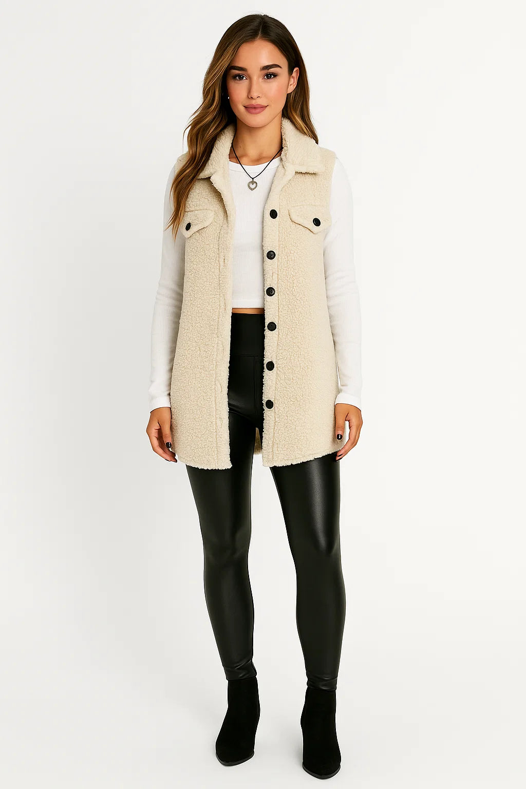 Gilet Long Effet Sherpa
