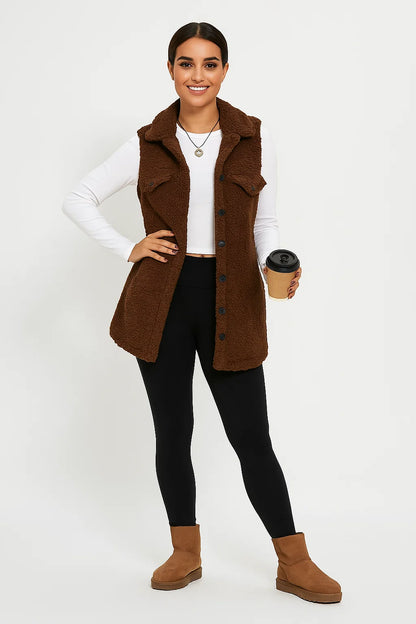 Gilet Long Effet Sherpa