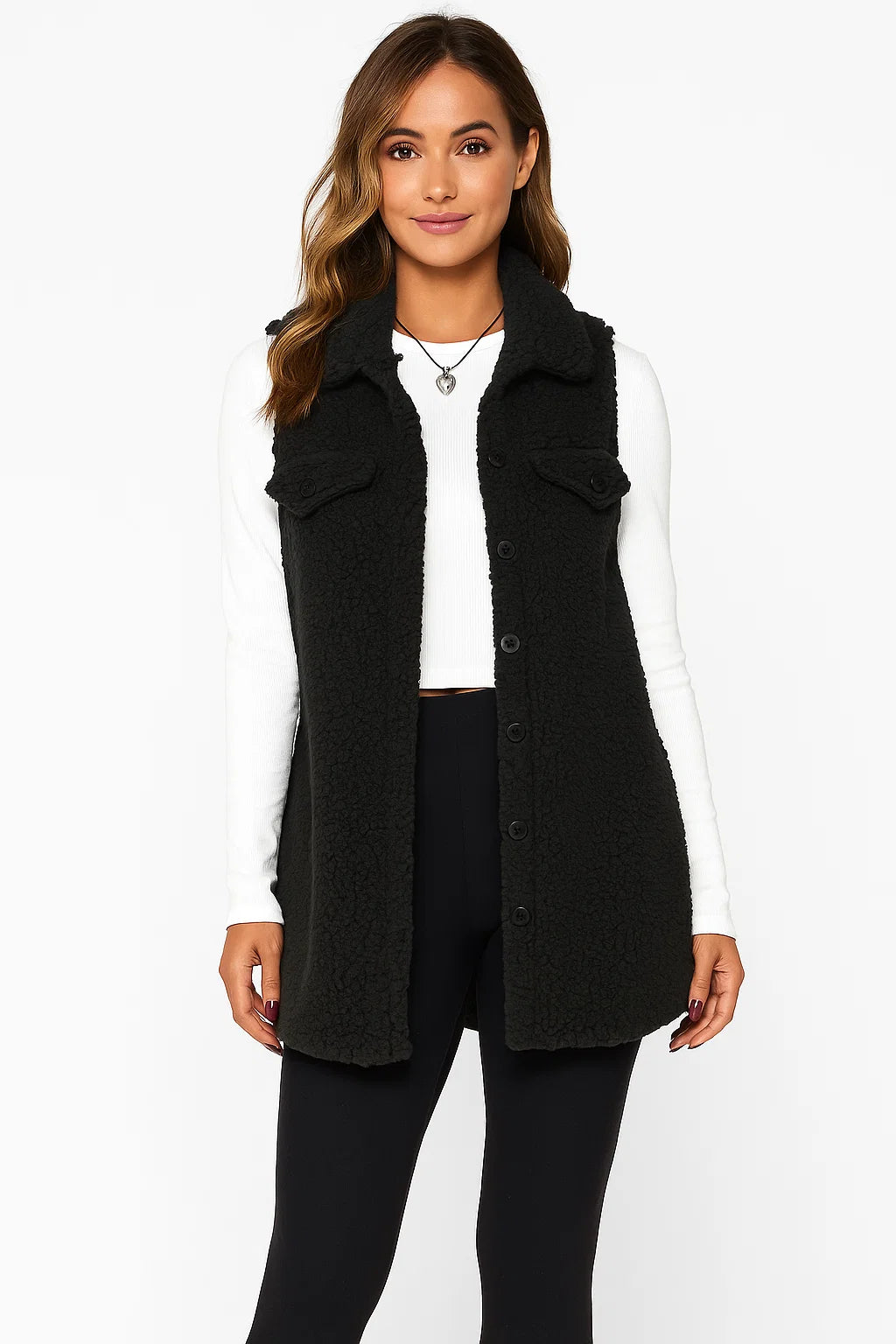 Gilet Long Effet Sherpa