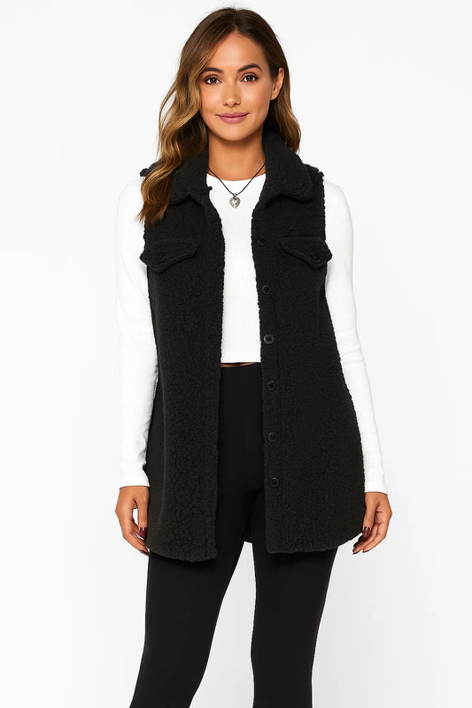 Gilet Long Effet Sherpa