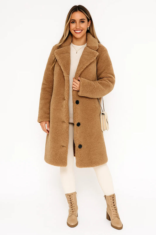 Manteau Long Effet Teddy